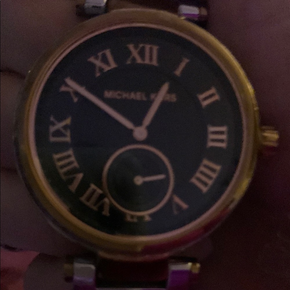 Michael Kors Black Dial Watch with Gold Roman Numerals